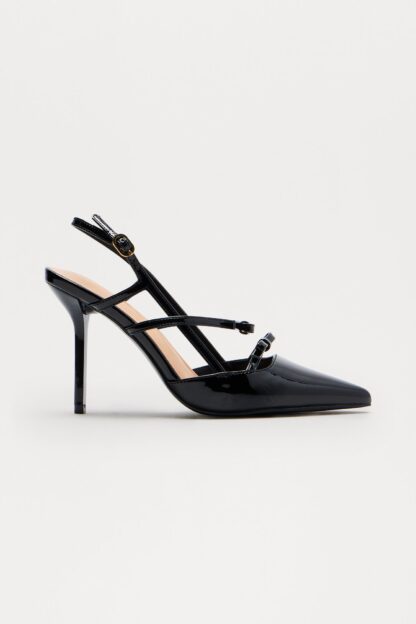 Zapatos de Tacón Slingback con Lazo Glamoroso - Negro - Image 3