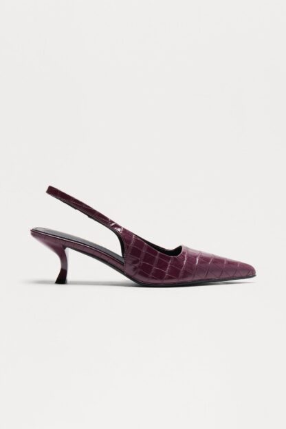 Zapatos de Tacón Medio Estilo Slingback con Textura de Cocodrilo - Image 3