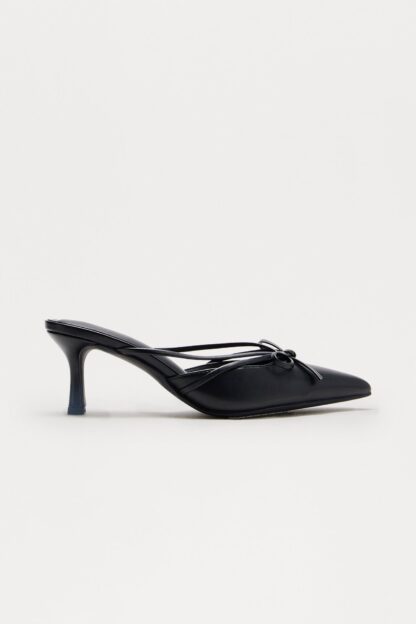 Zapatos de Tacón Medio con Detalle de Moño - Negro - Image 3