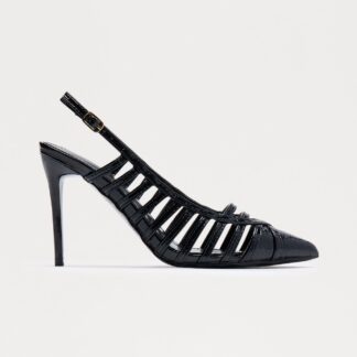 Zapatos de Tacón Slingback con Estampado de Cocodrilo