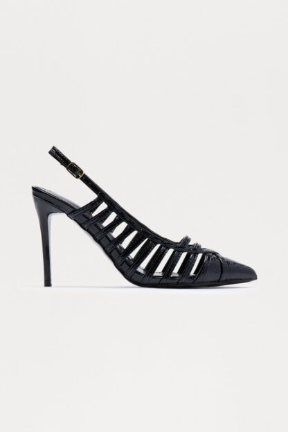 Zapatos de Tacón Slingback con Estampado de Cocodrilo