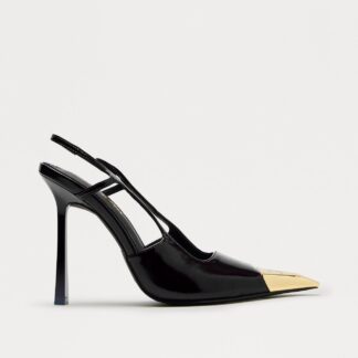 Zapatos de Tacón Slingback Detalle Punta - Negro