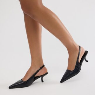 Zapatos de Tacón Medio Estilo Slingback con Textura de Cocodrilo