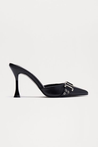 Zapatos de Tacón Plateados con Detalle Metálico y Punta Fina - Image 7